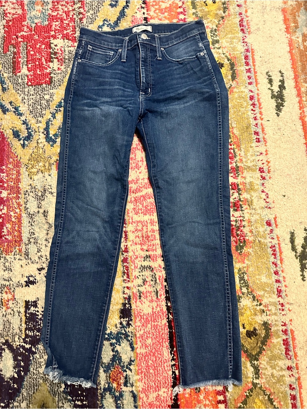 💰 Madewell Slim Straight Jeans Dark Wash Raw Hem Women’s Denim 29